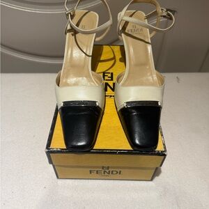 Fendi Women's Black and Cream Heels